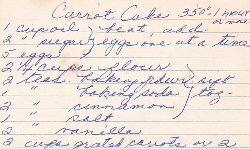 ANN'S CARROT CAKE RECIPE