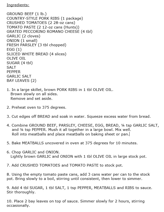 ANN'S TOMATO SAUCE RECIPE