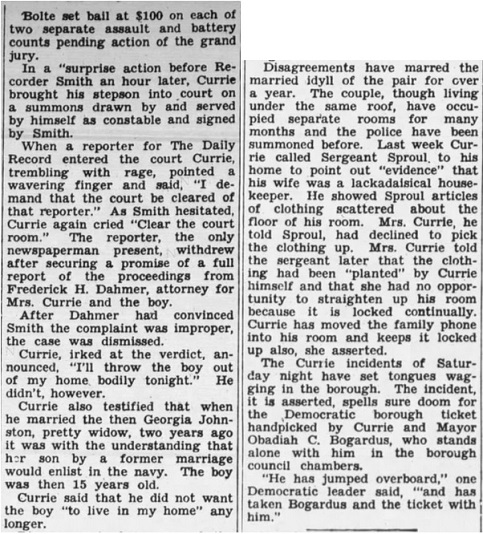 Georgia Johnston and Norman Currie Marriage